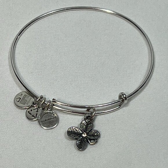 Alex and Ani Silver Lucky Clover Charm Bangle Bracelet - Picture 3 of 5